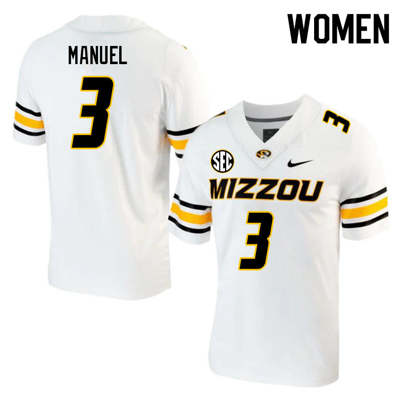 Women #3 Martez Manuel Missouri Tigers College 2023 Football Stitched Jerseys Sale-White